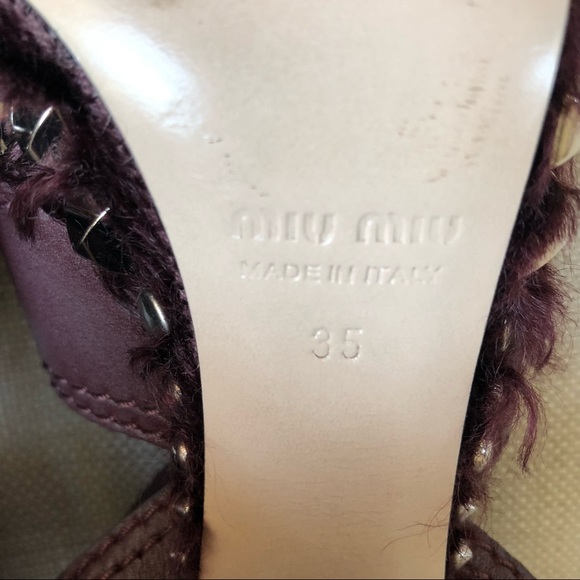 MIU MIU Platform Sandals Platform Studded Faux Shearling US 5 EUC - Picture 10 of 11